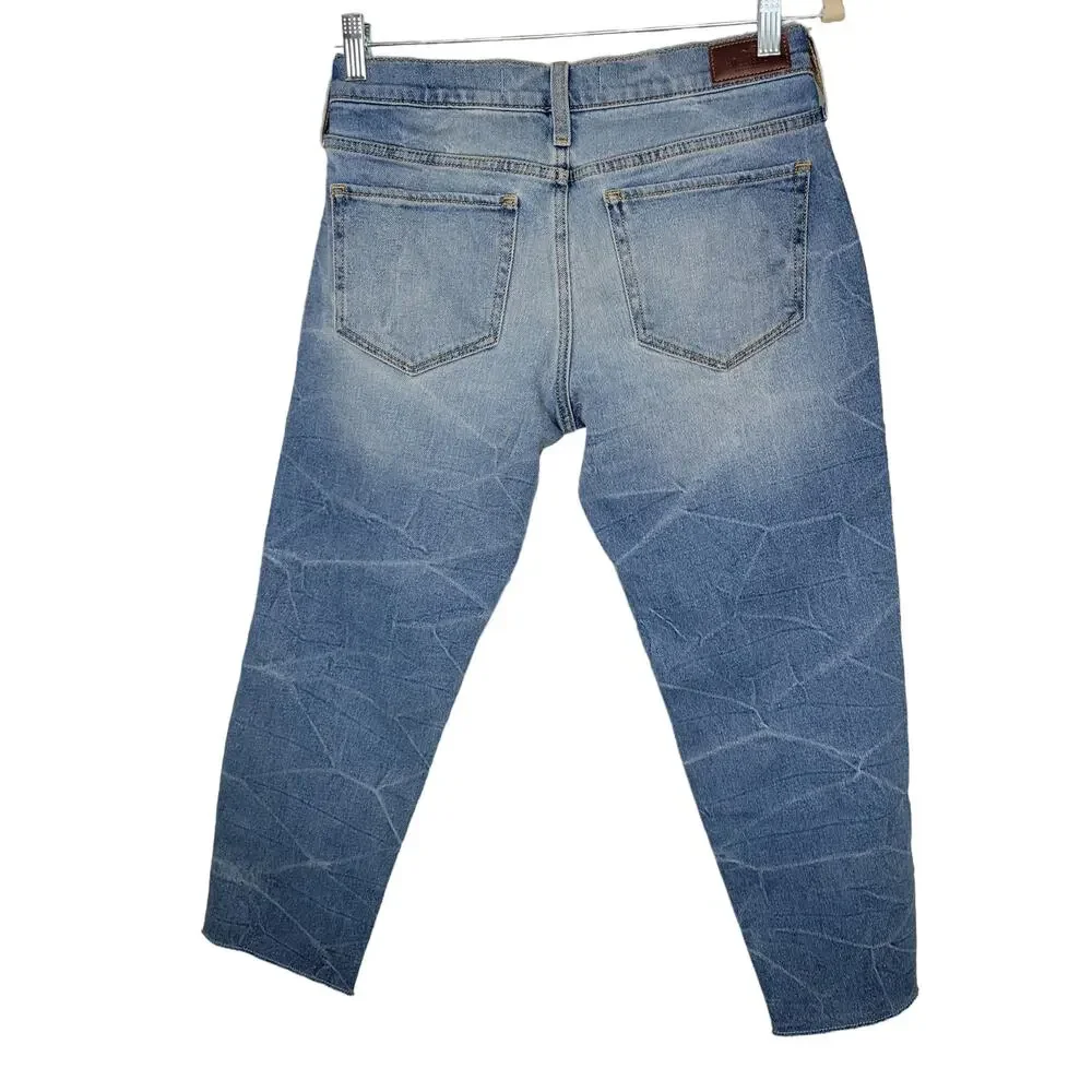 Hollister Boyfriend Low Rise Crop Distressed Button Fly Jeans Women Size 26 / 3S - Picture 2 of 5
